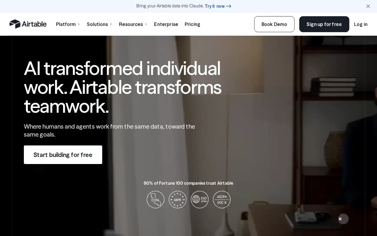 Airtable landing page snapshot - August 2026