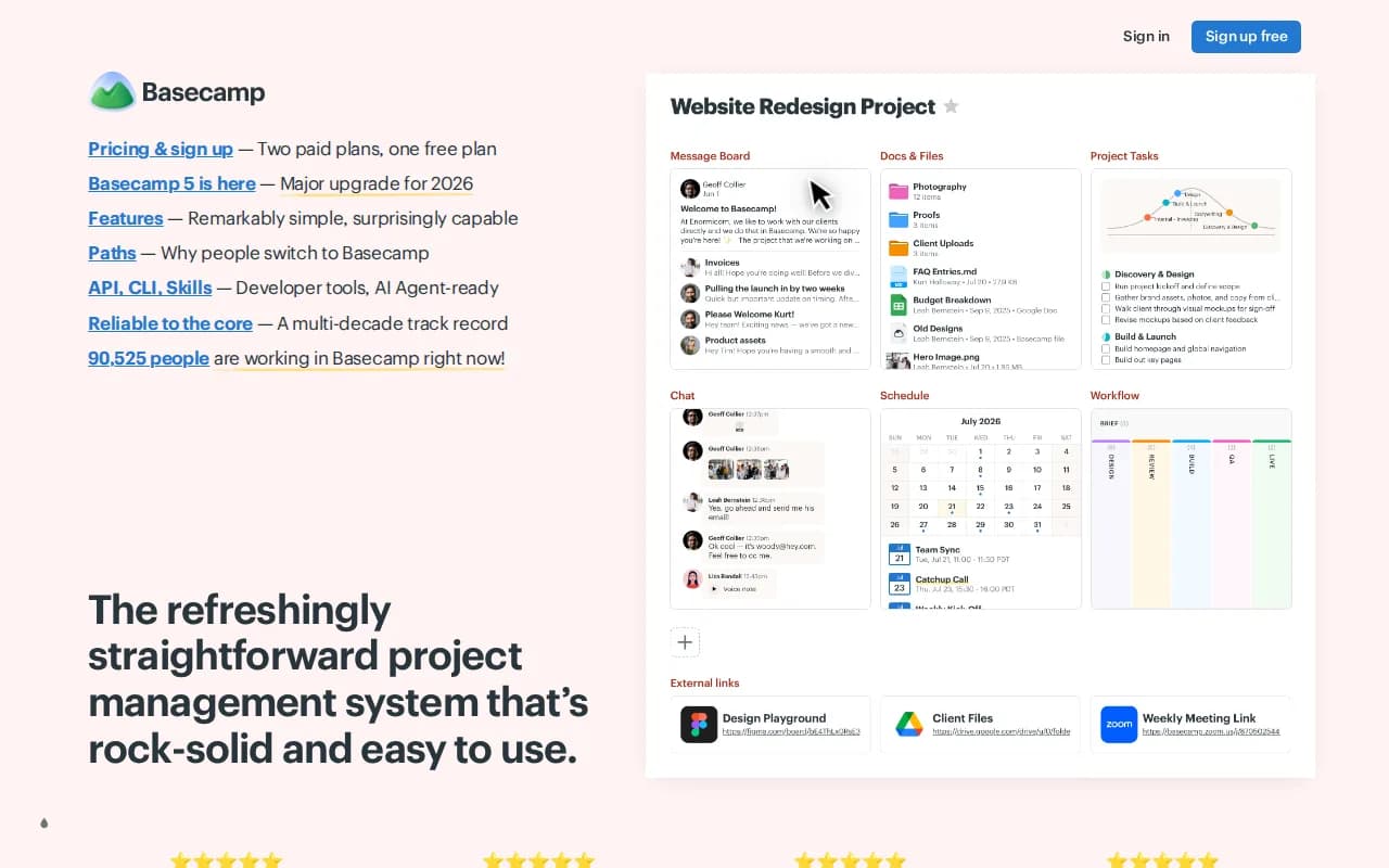 Basecamp landing page snapshot - July 29, 2026