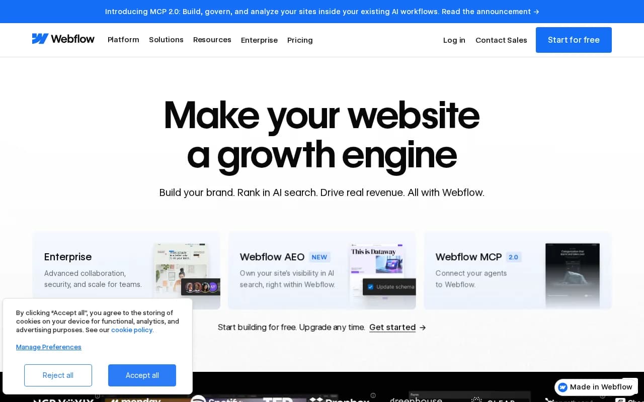 Webflow landing page snapshot - July 30, 2026