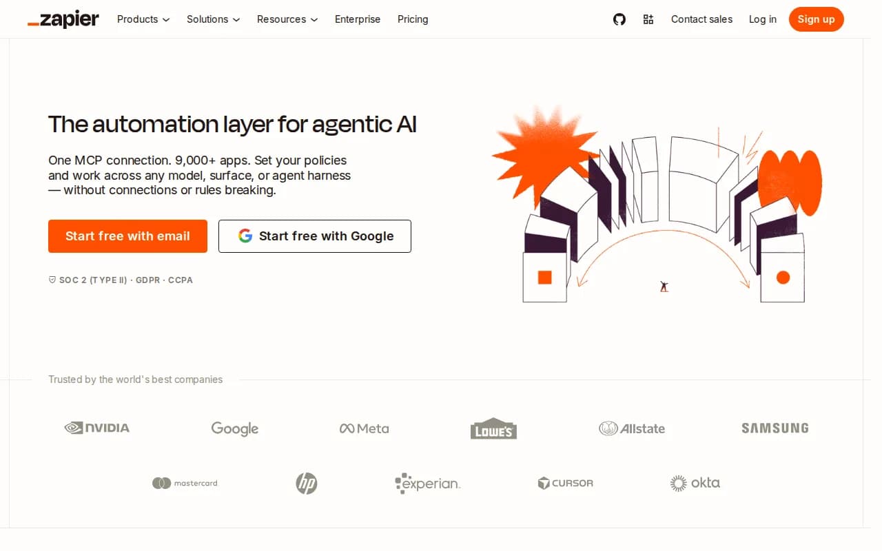 Zapier landing page snapshot - August 5, 2026