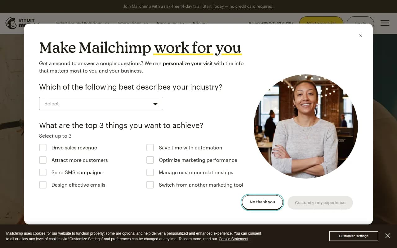 Mailchimp landing page snapshot - August 4, 2026