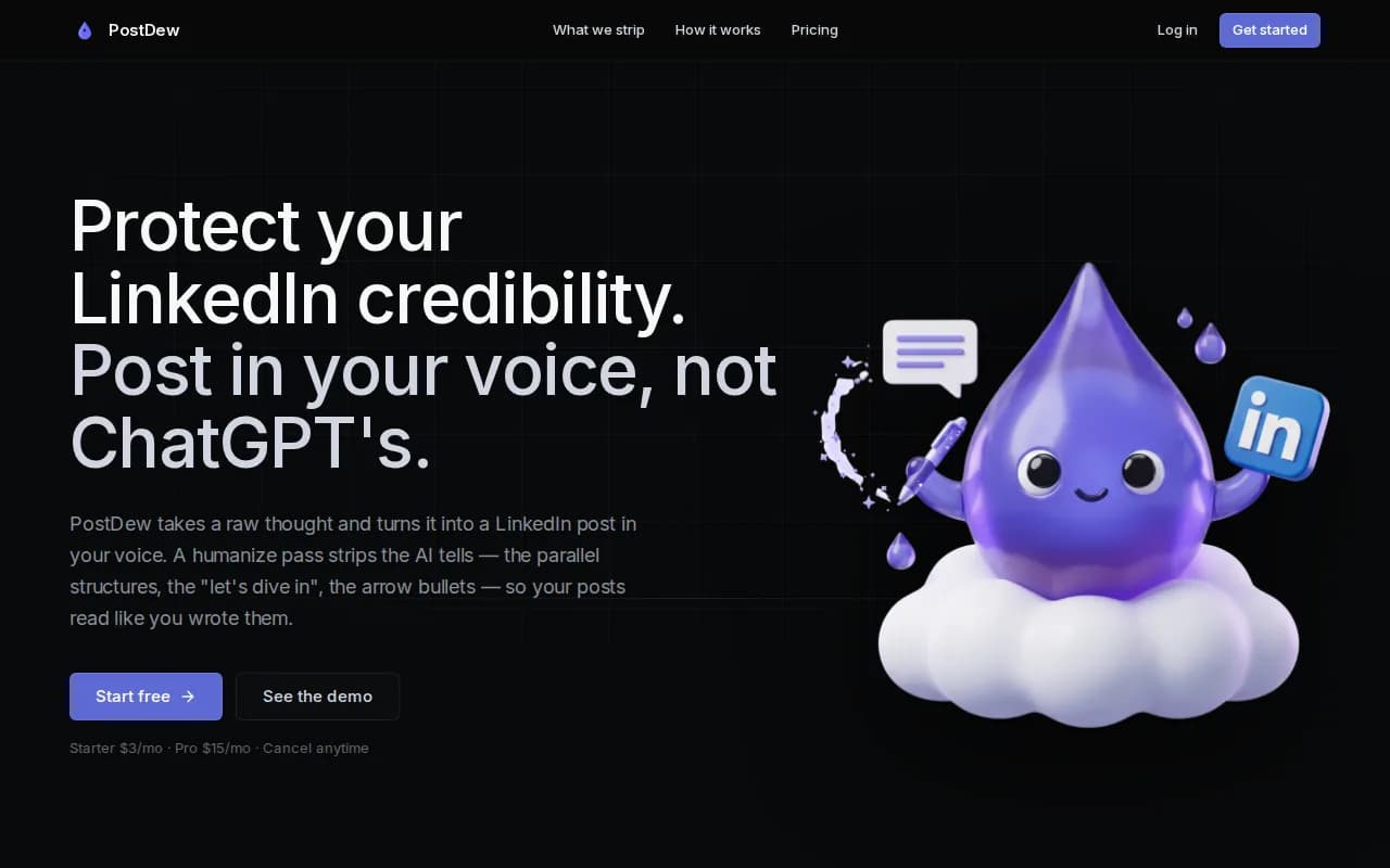 PostDew landing page snapshot - August 3, 2026