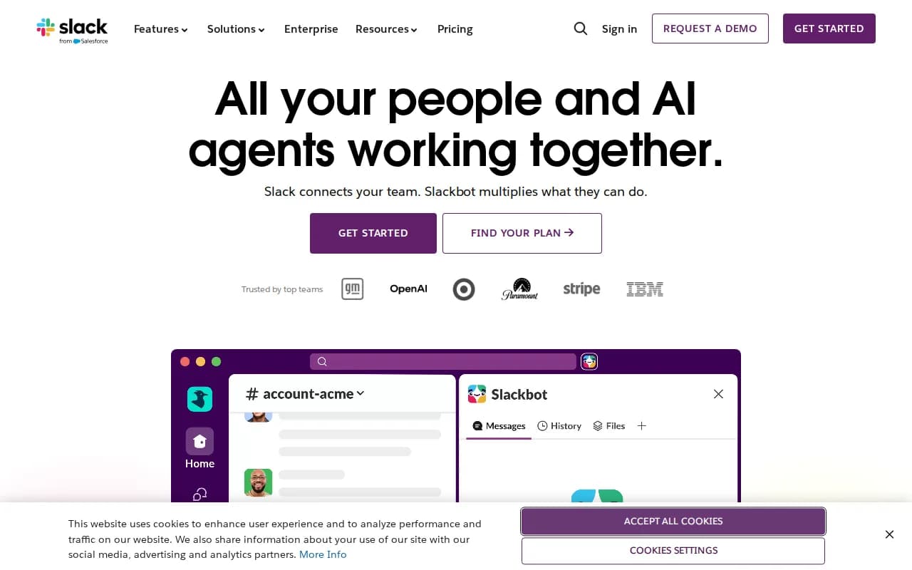 Slack landing page snapshot - August 5, 2026